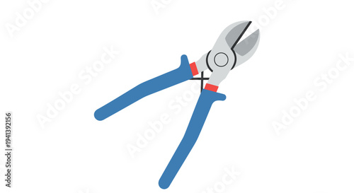 Blue handled wire cutters with red accents.