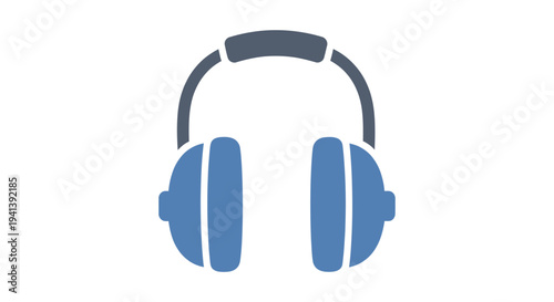 Blue Headphones Simple Modern Design Illustration.