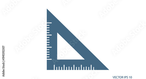 Blue Set Square Ruler Measurement Tool.