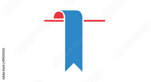 Blue Ribbon Hanging from Red Line.