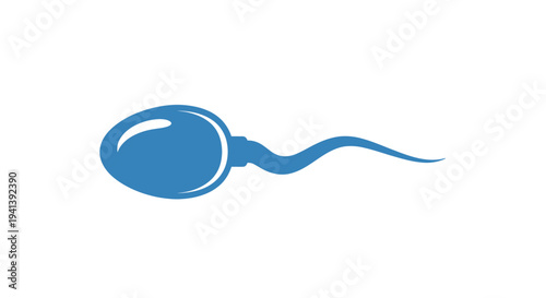 Blue Sperm Cell Illustration on White Background.