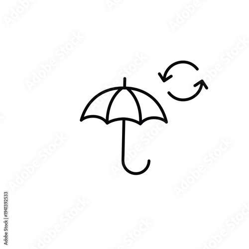 Umbrella and renew arrows. Protection updated. Insurance refresh. Pixel perfect, editable stroke vector icon