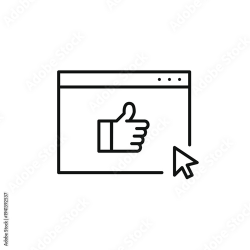 Like symbol on web page. Website approval, page satisfaction. Pixel perfect, editable stroke vector icon