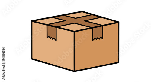 Brown Cardboard Box with Taped Closure.