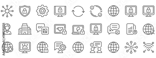 Technology and business with network and security symbols