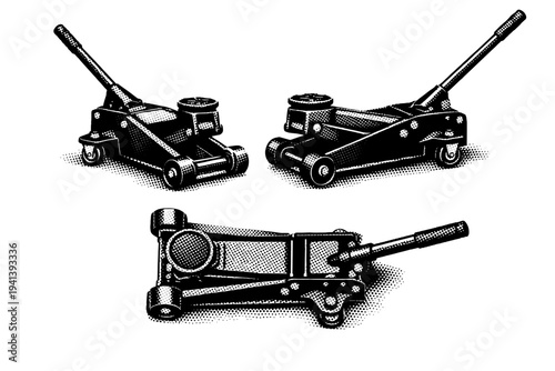 Hydraulic floor jack A low-profile hydraulic floor jack with a long pump handle and dual front wheels engineered with accurate mechanical geometry and heavy