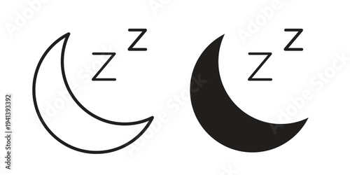 Bedtime icon silhouette design. Editable stroke outline icon on white background