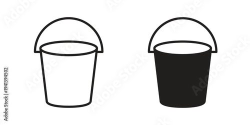 Bucket icon silhouette design. Editable stroke outline icon on white background