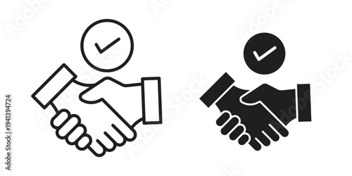 Business deal icon silhouette design. Editable stroke outline icon on white background