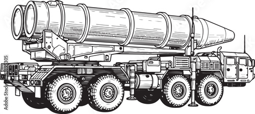 Military Missile Launcher Truck Vector Illustration