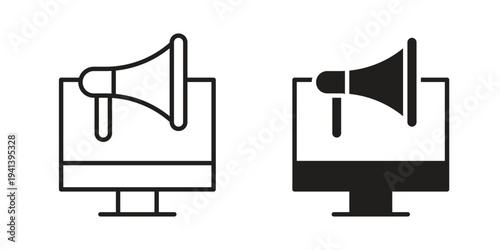 Campaign icon silhouette design. Editable stroke outline icon on white background