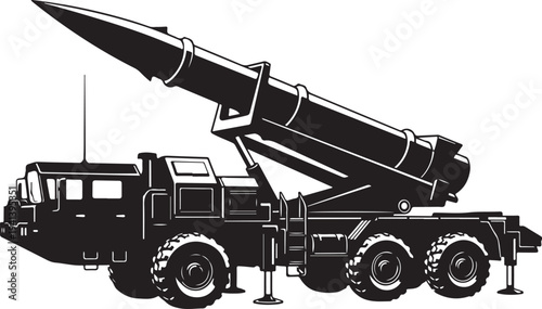 Military Missile Launcher Truck Vector Illustration