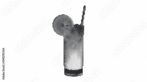 Glass of cold drink with straw and ice forming droplets on its surface in a refreshing illustration style