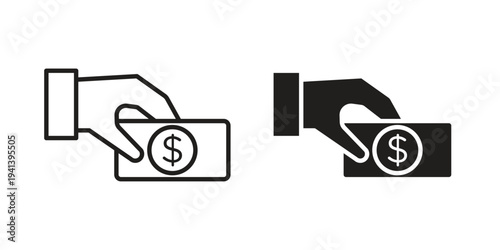 Cash on delivery icon silhouette design. Editable stroke outline icon on white background