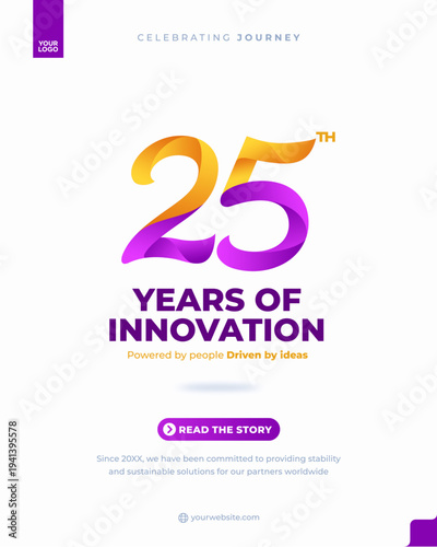 25th anniversary colorful gradient corporate poster with modern minimal number design