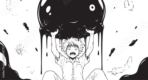 Vector illustration of a person under stress and anxiety