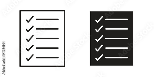 Checklist icon silhouette design. Editable stroke outline icon on white background