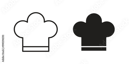 Chef hat icon silhouette design. Editable stroke outline icon on white background