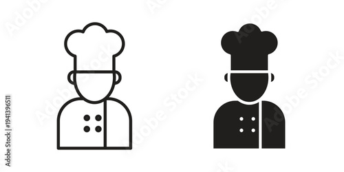 Chef icon silhouette design. Editable stroke outline icon on white background