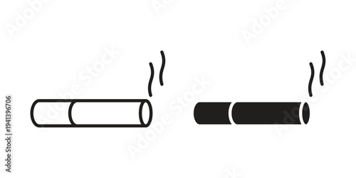 Cigarette icon silhouette design. Editable stroke outline icon on white background