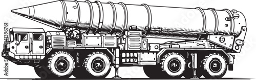 Military Missile Launcher Truck Vector Illustration