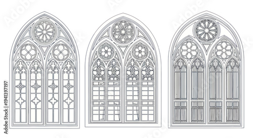 Gothic Window Designs Collection: Architectural Tracery Elements