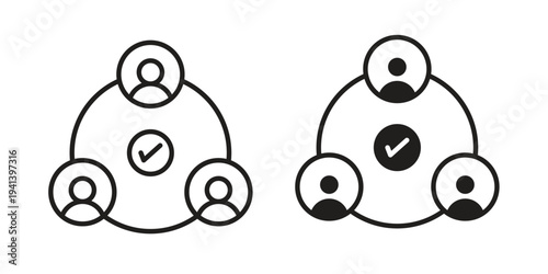 Collaboration icon silhouette design. Editable stroke outline icon on white background