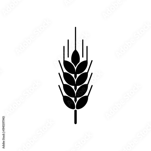 flat vector silhouette icon of whole grain wheat symbolizing healthy carbohydrate nutrition