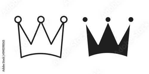 Crown icon silhouette design. Editable stroke outline icon on white background