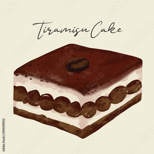 Hand drawn Delicious Italian Dessert Tiramisu illustration 