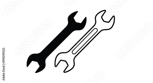 Two wrenches one solid and one outlined in a simple silhouette