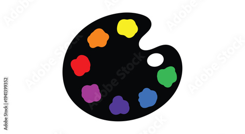 Colorful paint palette design a striking black shape silhouette