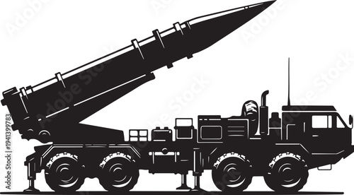 Military Missile Launcher Truck Vector Illustration
