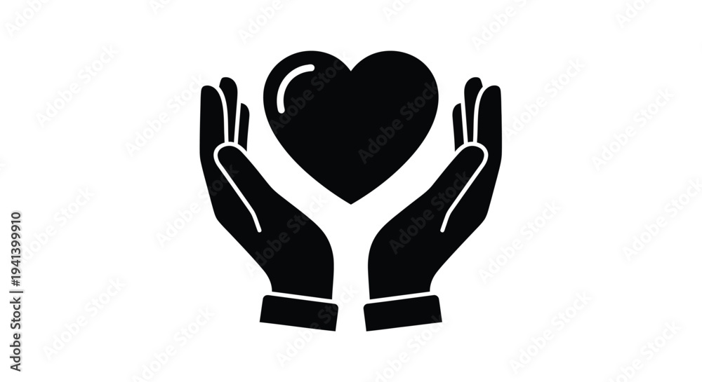Obraz premium Hands cradling a heart shape a symbolic representation silhouette