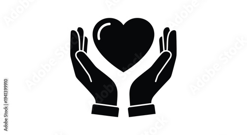 Hands cradling a heart shape a symbolic representation silhouette