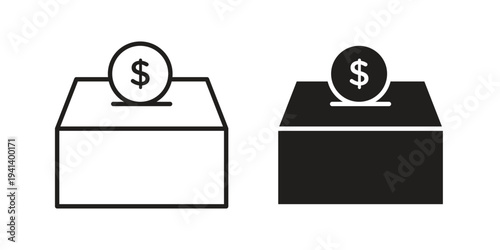 Donations icon silhouette design. Editable stroke outline icon on white background