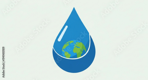 Earth inside a blue water droplet symbolizing global conservation and eco friendly practices for a sustainable future