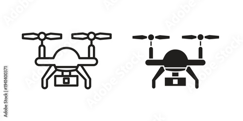 Drone icon silhouette design. Editable stroke outline icon on white background