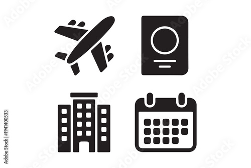 Travel and vacation planning icons set
