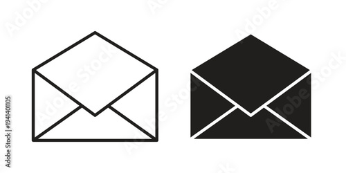 Envelope open icon silhouette design. Editable stroke outline icon on white background