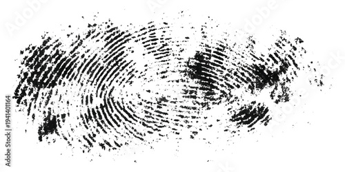 Grunge fingerprint texture abstract black and white thumbprint pattern. vintage distressed ink mark forensic identification retro grungy background design.