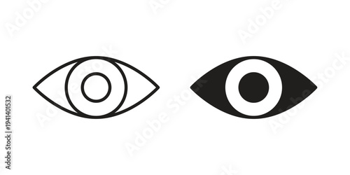 Eye icon silhouette design. Editable stroke outline icon on white background