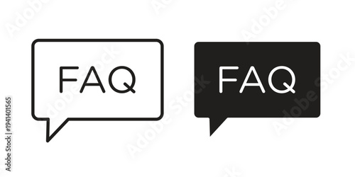 FAQ icon silhouette design. Editable stroke outline icon on white background