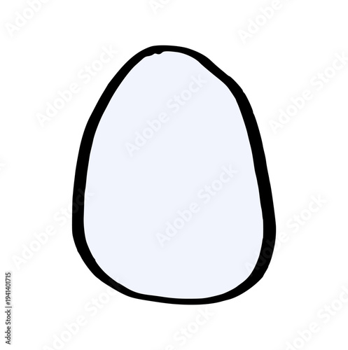 White egg doodle, hand drawn chicken egg icon for breakfast, healthy food, protein, farm product, and easter concept