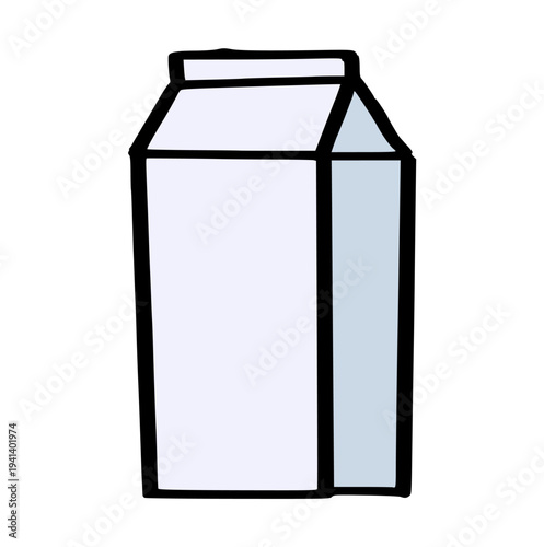 milk carton box packaging, organic dairy beverage element for cafe menu, grocery, or healthy drink concept, hand drawn doodle wax crayons texture, rough