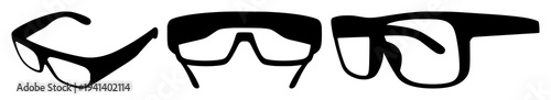 AR Glasses set with sleek black silhouette and futuristic wearable tech featuring augmented reality, smart eyewear, and virtual display with modern design and smooth curves