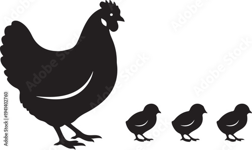 Easter silhouette of a rooster and chicks easter celebration icon