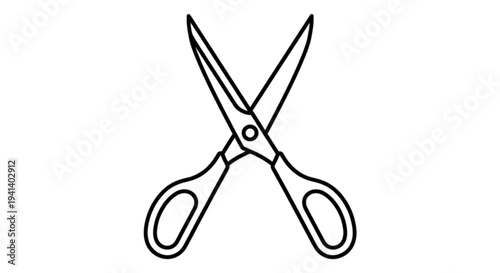 Sharp office scissors vector image presented in an open position representing cutting, tailoring, creative arts, crafts, surgical precision, and manual labor tool usage styles.