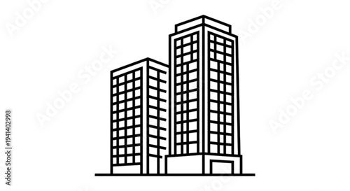 Modern skyscraper city buildings vector image featuring two high-rise corporate towers representing urban development, commercial real estate, financial districts, and metropolitan growth architecture