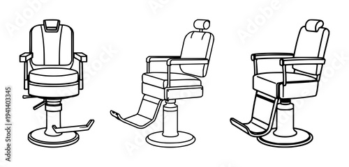 Barber chair set with geometric icon design featuring vintage, barbershop, grooming with retro and professional